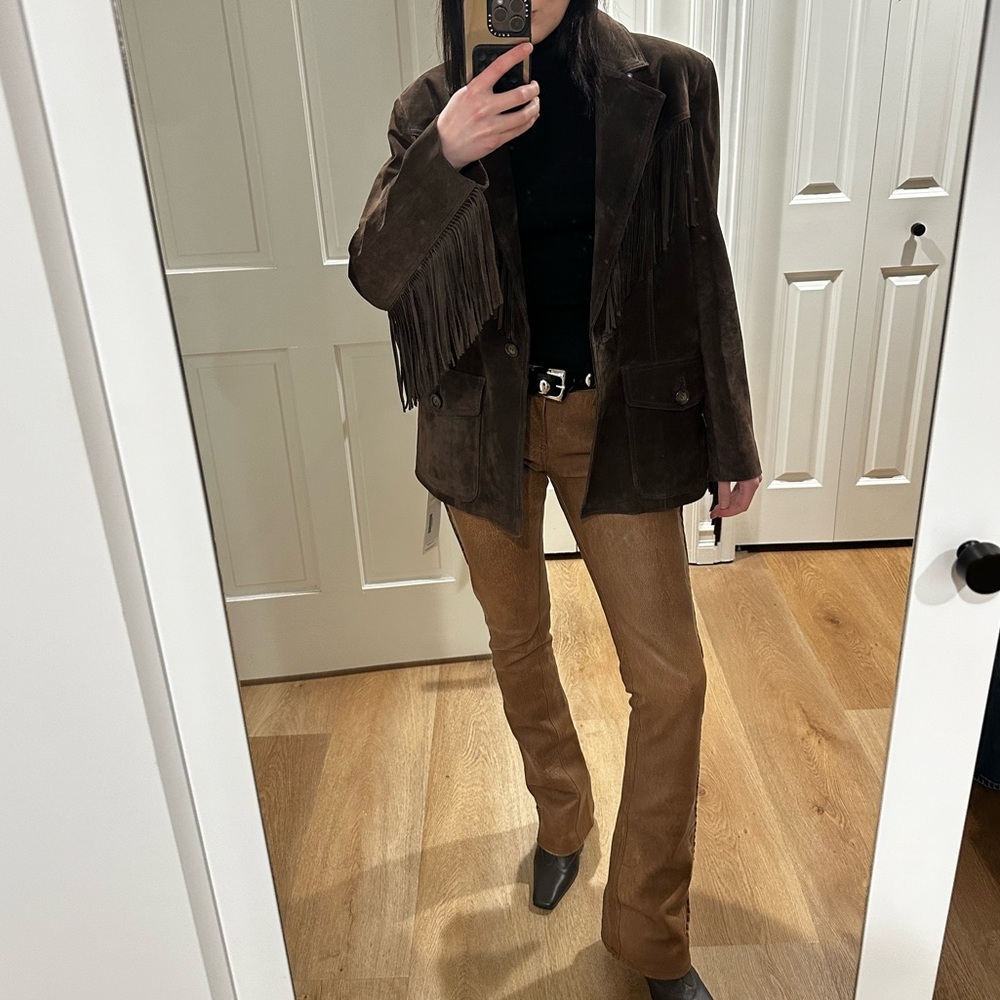 Re/Done suede fringe blazer